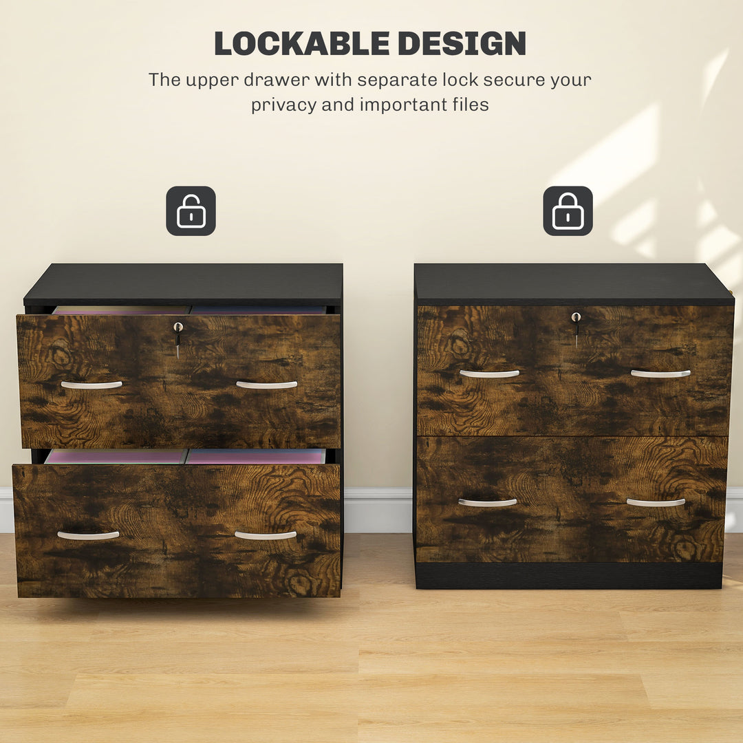 Vinsetto 2 Drawer File Cabinet with Lock, Office Filing Cabinet, Hanging Bar for Letter Size, Home Office, Grey