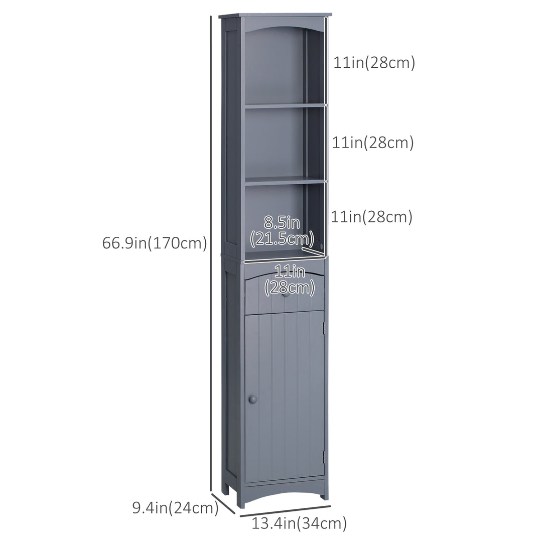 HOMCOM Tall Wooden Bathroom Cabinet Storage Organizer Kitchen Bedroom Decorative
