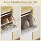 HOMCOM Narrow Shoe Cabinet, High Gloss Shoe Storage Cabinet with 4 Flip Drawers and Adjustable Shelves, Holds 20 Pairs, White