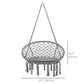 Outsunny Patio Hammock Chair, Hanging Rope Hammock Swing for Indoor & Outdoor Use with Backrest, Cotton-Polyester Blend, Fringe Tassels, Dark Grey