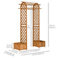Outsunny 7.7FT Garden Arch with 2 Foldable Planter Boxes, Outdoor Wooden Trellis Arbor for Ceremony Party Weddings, Brown