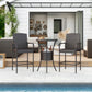 Outsunny 3 Pieces Patio Bar Set, Rattan Bistro Table and Chairs, Outdoor Conversation Furniture Set with Ice Bucket, Dark Brown