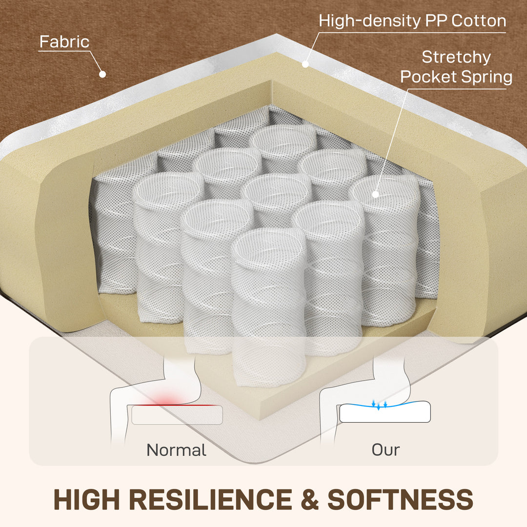 HOMCOM 53" Loveseat Sofa, Small 2 Seater Couch with Solid Wood Legs, Modern Velvet Sofa for Living Room, Small Spaces,Brown