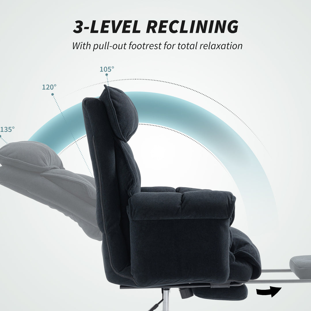 HOMCOM Ergonomic Desk Chair Computer Office Chair with Footrest, Adjustable Backrest, Lumbar Support and Headrest, Black