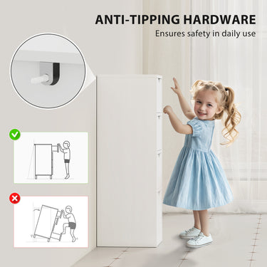 HOMCOM 4-Drawer Bathroom Cabinet, Freestanding Narrow Storage Cabinet with Groove Handles for Small Spaces, White