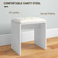 HOMCOM Vanity Set with Mirror and Stool, Makeup Vanity Table with Storage Drawer, Cabinet, Adjustable Shelf for Bedroom, White