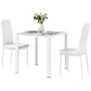 HOMCOM 5-Piece Rectangular Glass Kitchen Table and Chairs with Metal Frame and Faux Leather Upholstery for Dining Room, White
