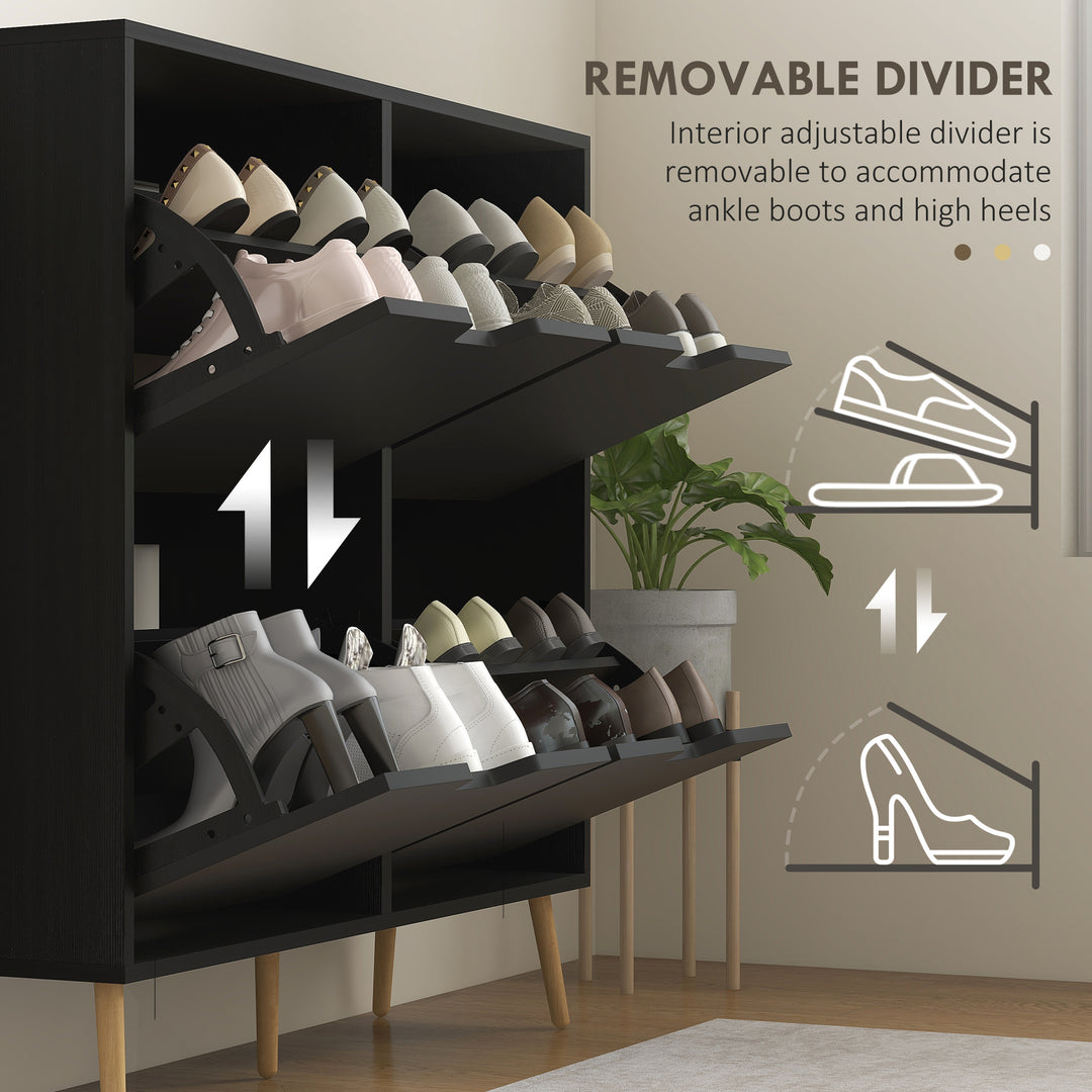 HOMCOM Shoe Storage Cabinet with 4 Flip Drawers and Adjustable Shelf, Shoe Cabinet for 8-16 Pairs of Shoes, Natural