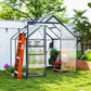 Outsunny 6' x 12' x 6.5' Walk-in Greenhouse, Polycarbonate Greenhouse with Adjustable Roof Vent, Base, Sliding Door, Clear