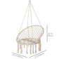 Outsunny Patio Hammock Chair, Hanging Rope Hammock Swing for Indoor & Outdoor Use with Backrest, Cotton-Polyester Blend, Fringe Tassels, Dark Grey