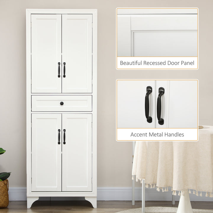 HOMCOM Freestanding Storage Cabinet, Kitchen Pantry Cabinet with 2 Shelves, 4 Doors, Kitchen Storage Cabinets for Dining Room