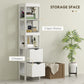 HOMCOM Narrow Bathroom Storage Cabinet, Bathroom Cabinet with 2 Drawers & 3 Open Shelves, Slim Bathroom Floor Cabinet, White