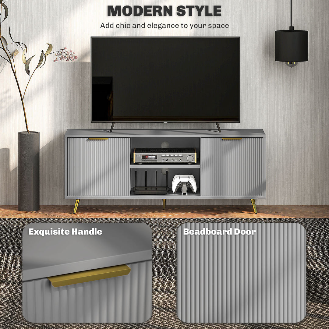 HOMCOM TV Stand with Storage for 55 Inch TV, Modern TV Cabinet with 2 Open Shelves and 2 Cabinets for Living Room, White