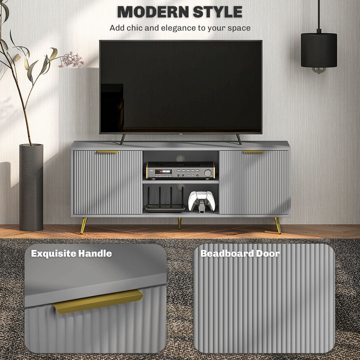 HOMCOM TV Stand with Storage for 55 Inch TV, Modern TV Cabinet with 2 Open Shelves and 2 Cabinets for Living Room, White