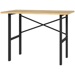 HOMCOM 46" Work bench Table Oak Wood Top, Heavy-Duty Steel Work Table High Stability Workstation, Natural Wood