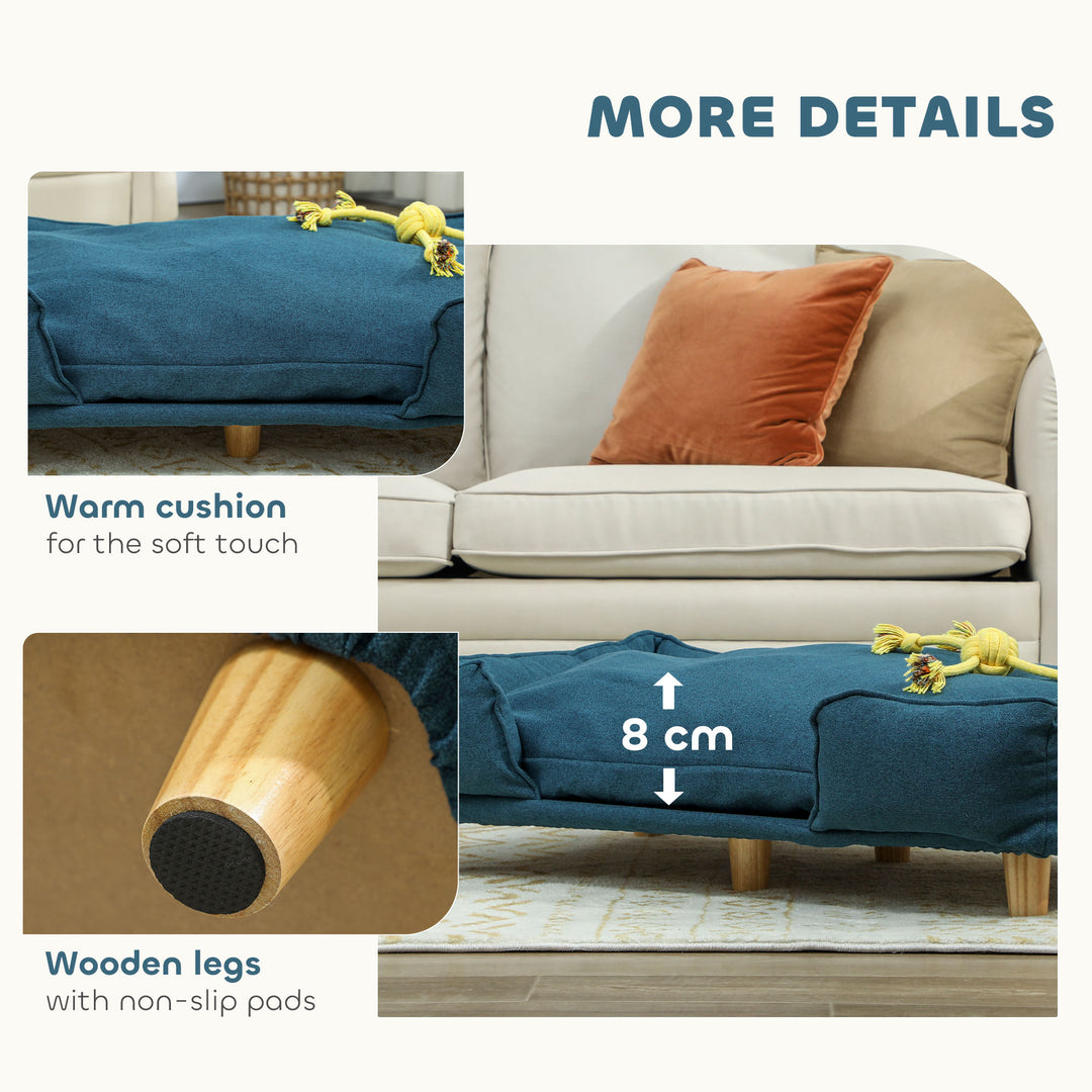 PawHut Washable Dog Sofa for Large Dogs, Elevated Pet Couch with Anti-slip Foot Pads, Dark Blue
