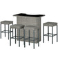 Outsunny 5 Pieces Patio Bar Set, Outdoor PE Rattan Wicker High Top Outdoor Table and Chairs Outdoor Bar Set with Tempered Glass Top Bar Table and Shelves, 4 Bar Chairs, Dark Brown