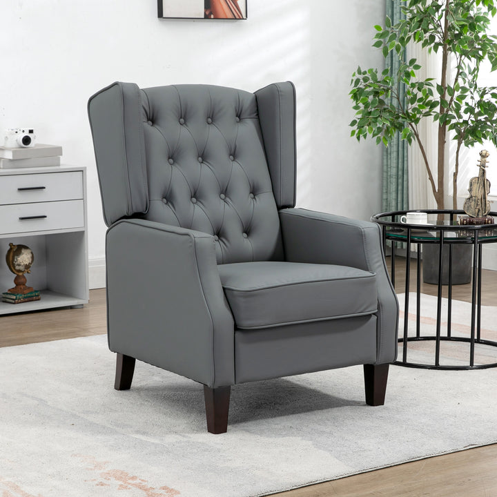 HOMCOM Faux Leather Armchair, Modern Accent Chair with Thick Padding for Living Room, Bedroom, Home Office, Grey