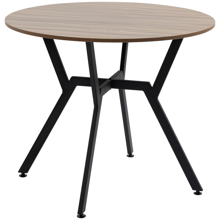 HOMCOM 35" Round Dining Table, Modern Dining Room Table with Steel Frame, Space Saving Small Kitchen Table, Brown