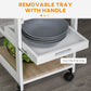 HOMCOM Rolling Kitchen Island Cart, Mobile Utility Storage Cart with Drawer, Wire Storage Basket, Removable Tray, Grey