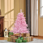 HOMCOM 5FT Artificial Christmas Tree Holiday Xmas Tree Decoration with Automatic Open for Home Party, Pink