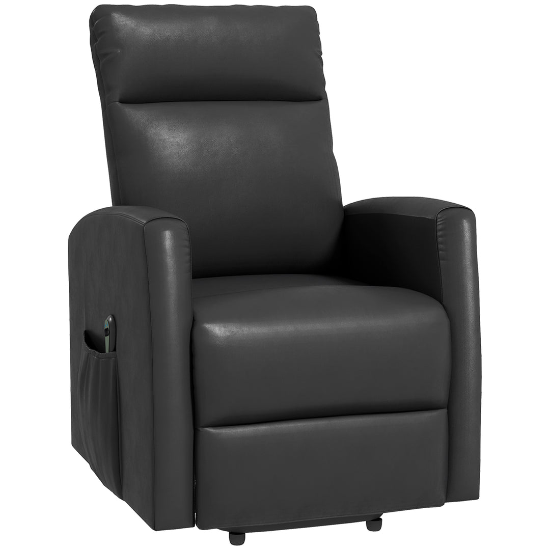 HOMCOM Power Lift Recliner Chair with Remote Control Side Pocket for Living Room Home Office Study Black