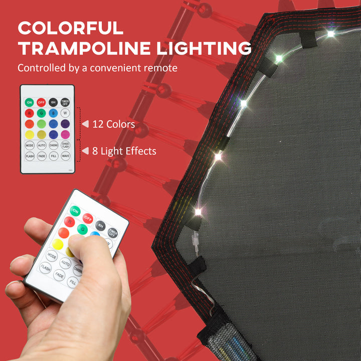 Soozier 45" Rebounder Trampoline for Adult, Quiet Bungee Rebounder with LED Lights Remote Control, Red