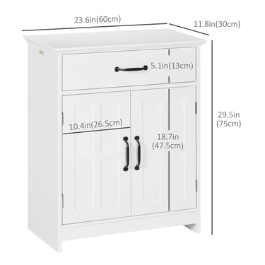 kleankin Bathroom Storage, Bathroom Cabinet with 2 Doors, Adjustable Shelves for Living Room Kitchen, 23.6"x11.8"x29.5", White