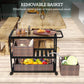 Outsunny Outdoor Bar Cart with Side Handle, 3-Tier Rolling Cart on Wheels with Removable Rattan Basket, Mixed-Brown