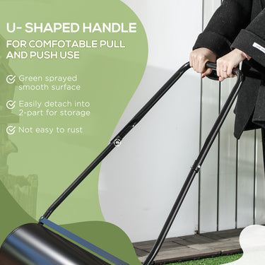 Outsunny 22" Push/Tow Behind Lawn Roller, Heavy Duty Sod Drum Roller Filled with 12 Gal Water/Sand, Grass Flattener for Yard, Patio, Park, Black