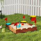 Qaba Wooden Kids Sandbox with Cover, 4 Seats, Rudder, Deck, Bottom Liner, 52" x 40" x 55.5", for Ages 3-8, Yellow