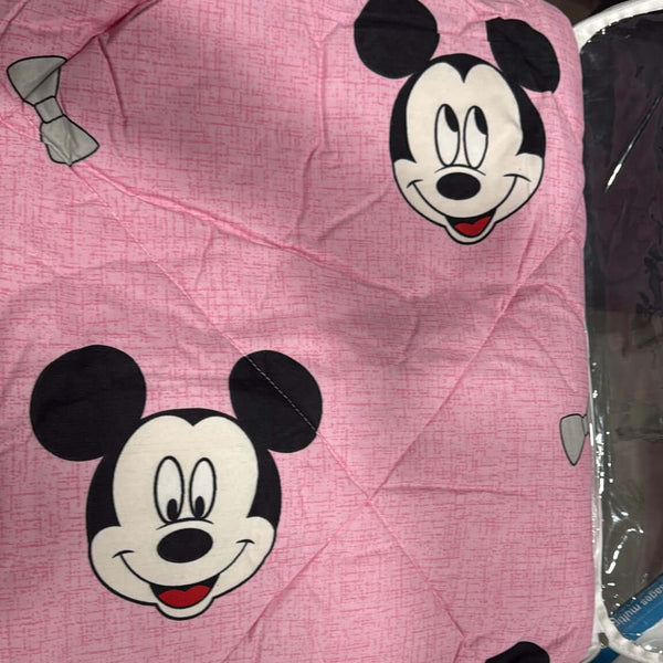 Aarniva breathable polyester mouse comforter set featuring playful Mickey Mouse design on blush pink fabric.