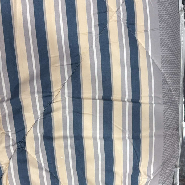breathable polyester comforter set featuring navy and sand harbor stripes on soft fabric.