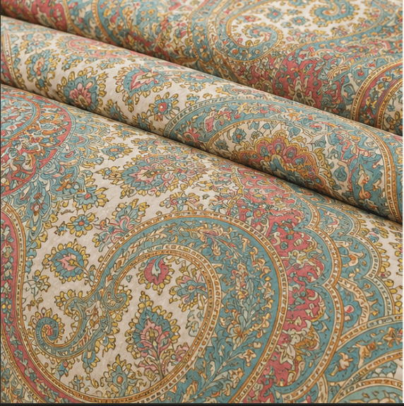 Close-up of Aarniva Breathable Polyester Pastel Paisley Comforter Set showcasing intricate paisley pattern in pastel colors.