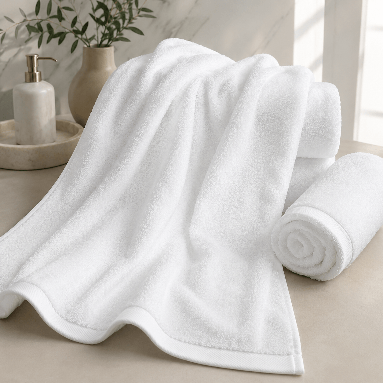 Aarniva Cotton Hotel Bath Towels, ultra-soft, highly absorbent, hotel quality cotton bath towels, classic white.