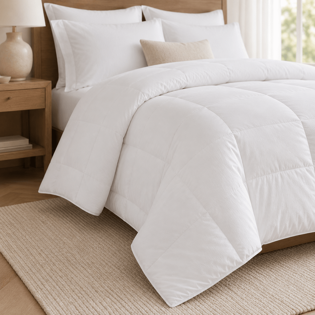 Aarniva Hotel Comforter in classic white, ultra-soft microfiber, part of the luxury hotel comforter collection.
