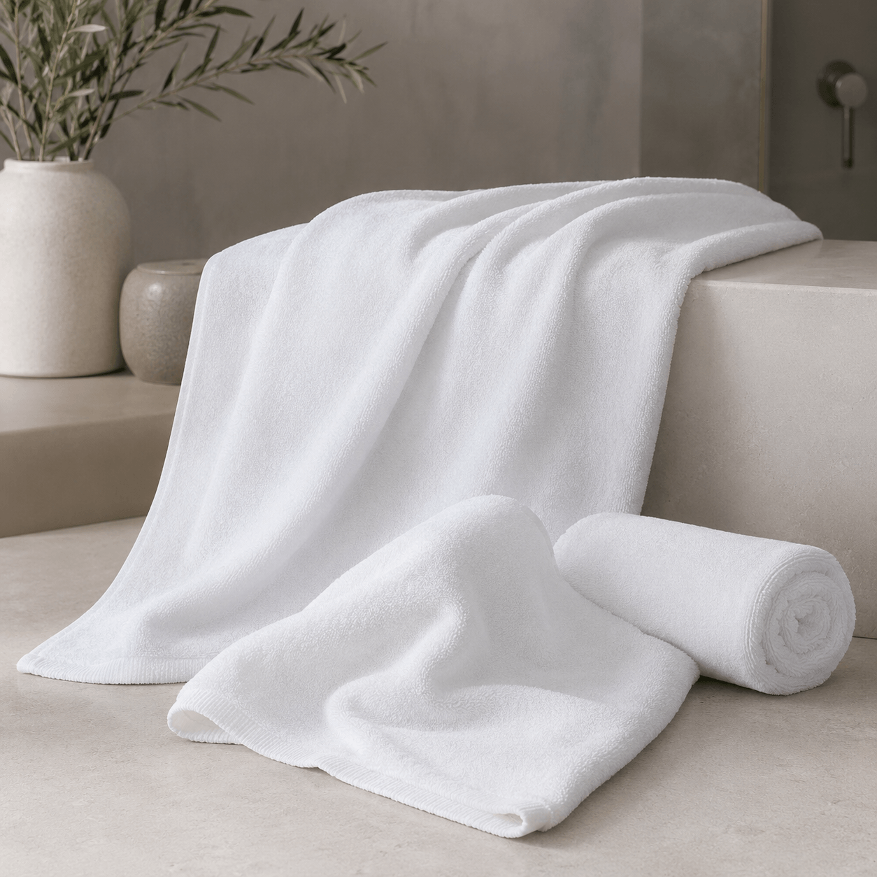 Aarniva jacquard cotton hand towel in classic white, soft and absorbent for everyday personal care and hand drying.