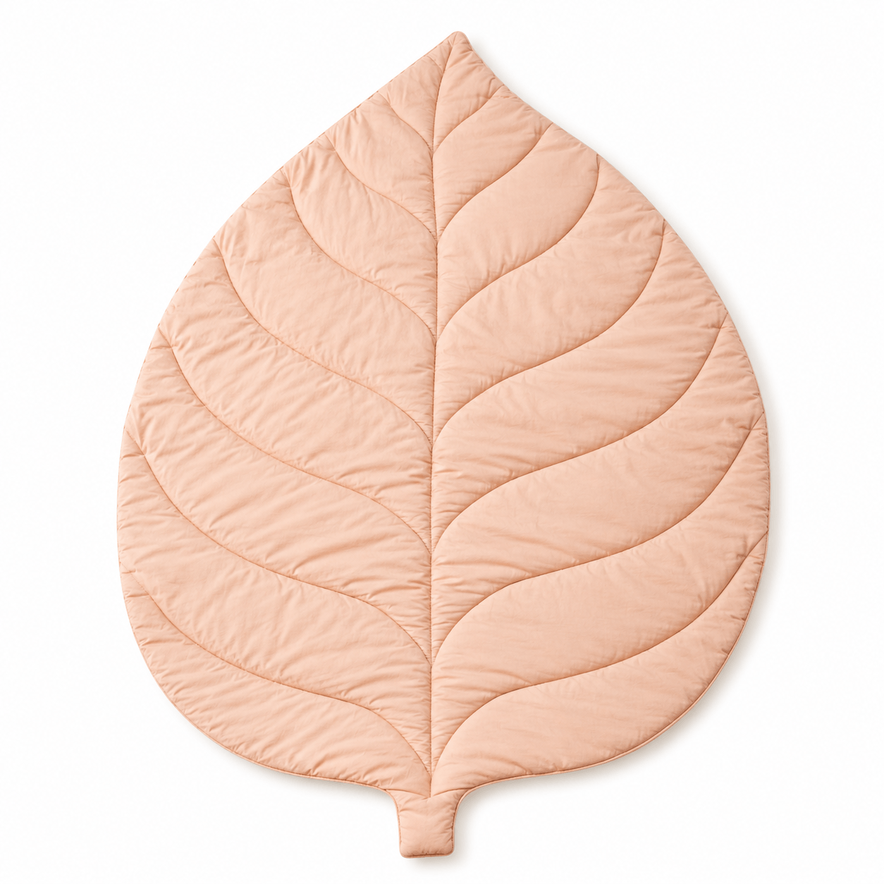 Aarniva Leaf-Shaped Quilted Baby Play Mat | Soft & Padded | Ultra-Cozy Nursery Mat | Leaf Design | Baby Sheet in peach color.