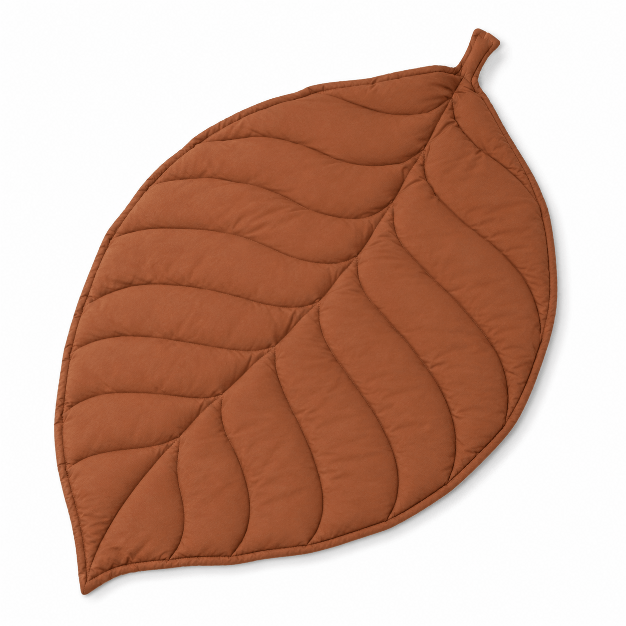 Aarniva leaf-shaped baby play mat in brown, featuring a soft quilted design for cozy nursery comfort.