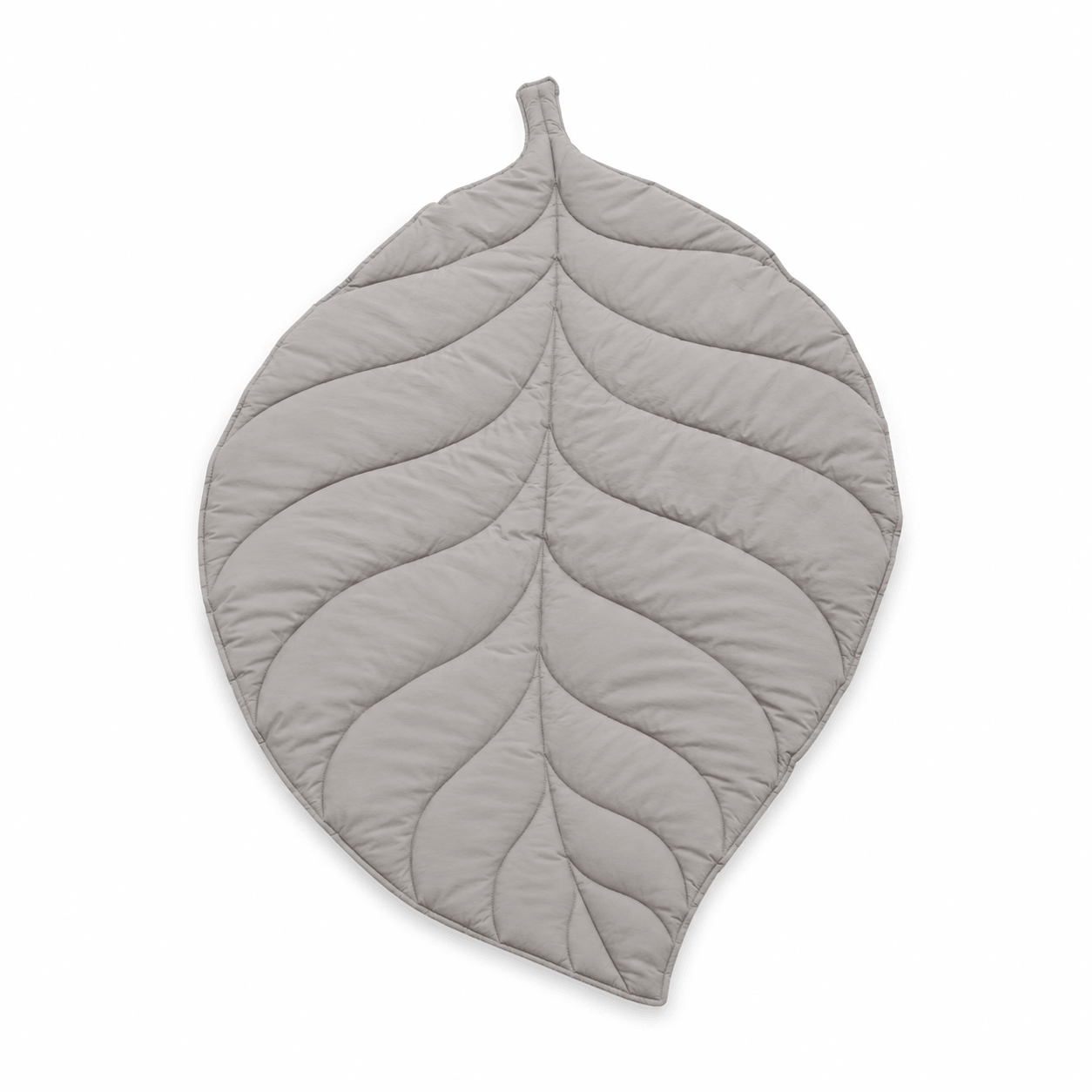 Aarniva leaf-shaped baby play mat in gray, quilted design for cozy nursery spaces and baby comfort.