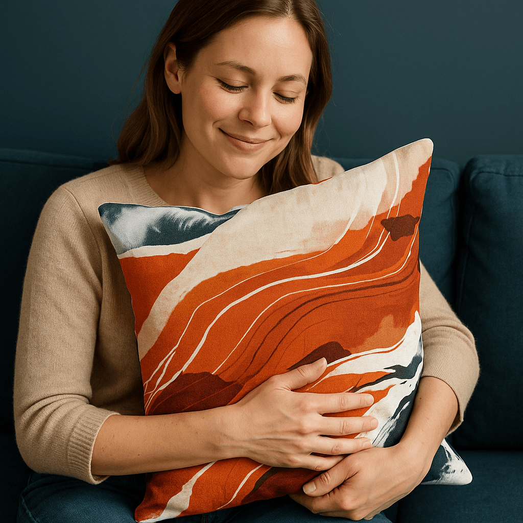 Aarniva Nature & Landscape Decorative Throw Pillow | Cotton Cover & Pillow Insert | Square Cushion | Scenic Collection with Lava Flow Waves design.