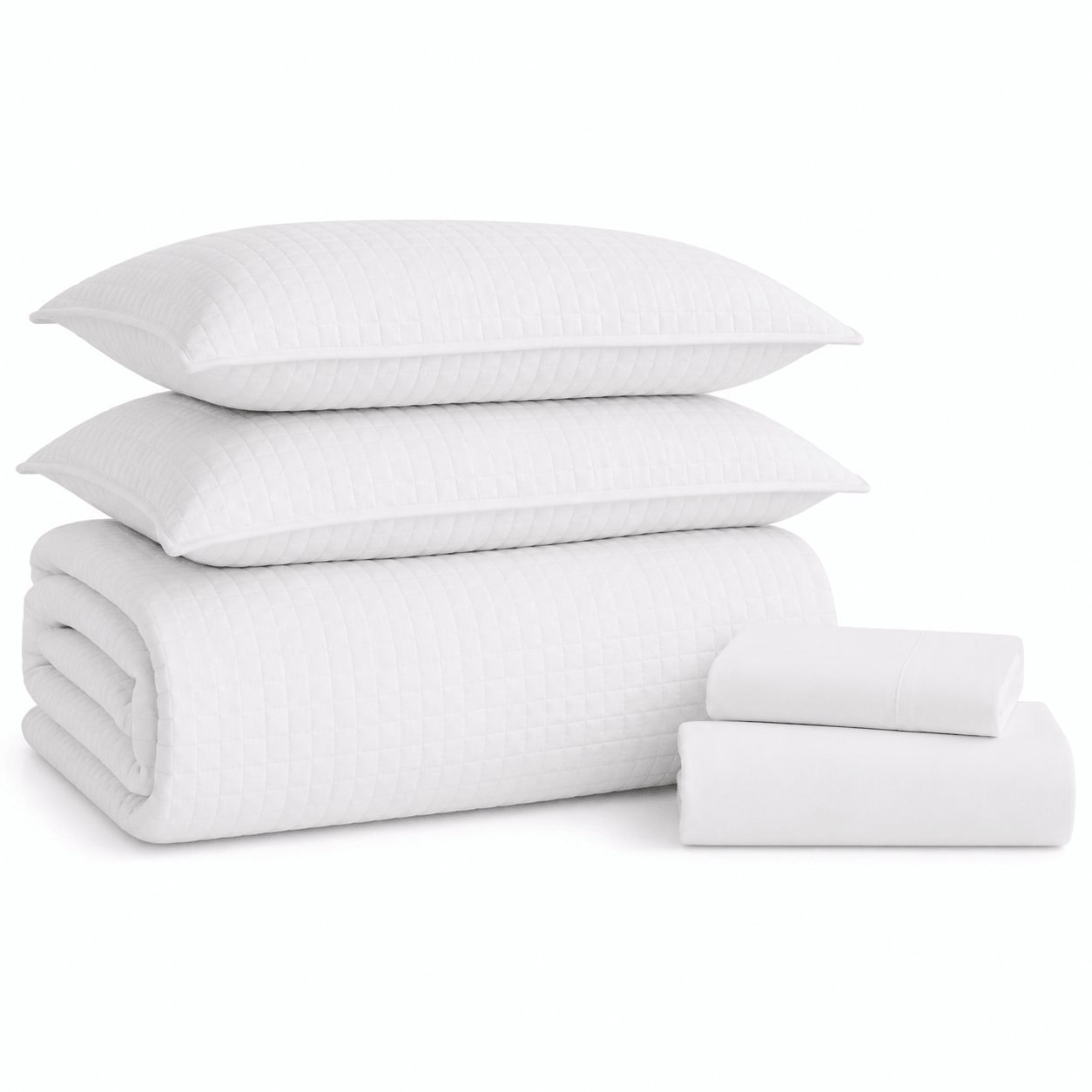 Aarniva Quilted Bedding Set in classic white, featuring soft and lightweight quilted layers, ideal for king queen beds.