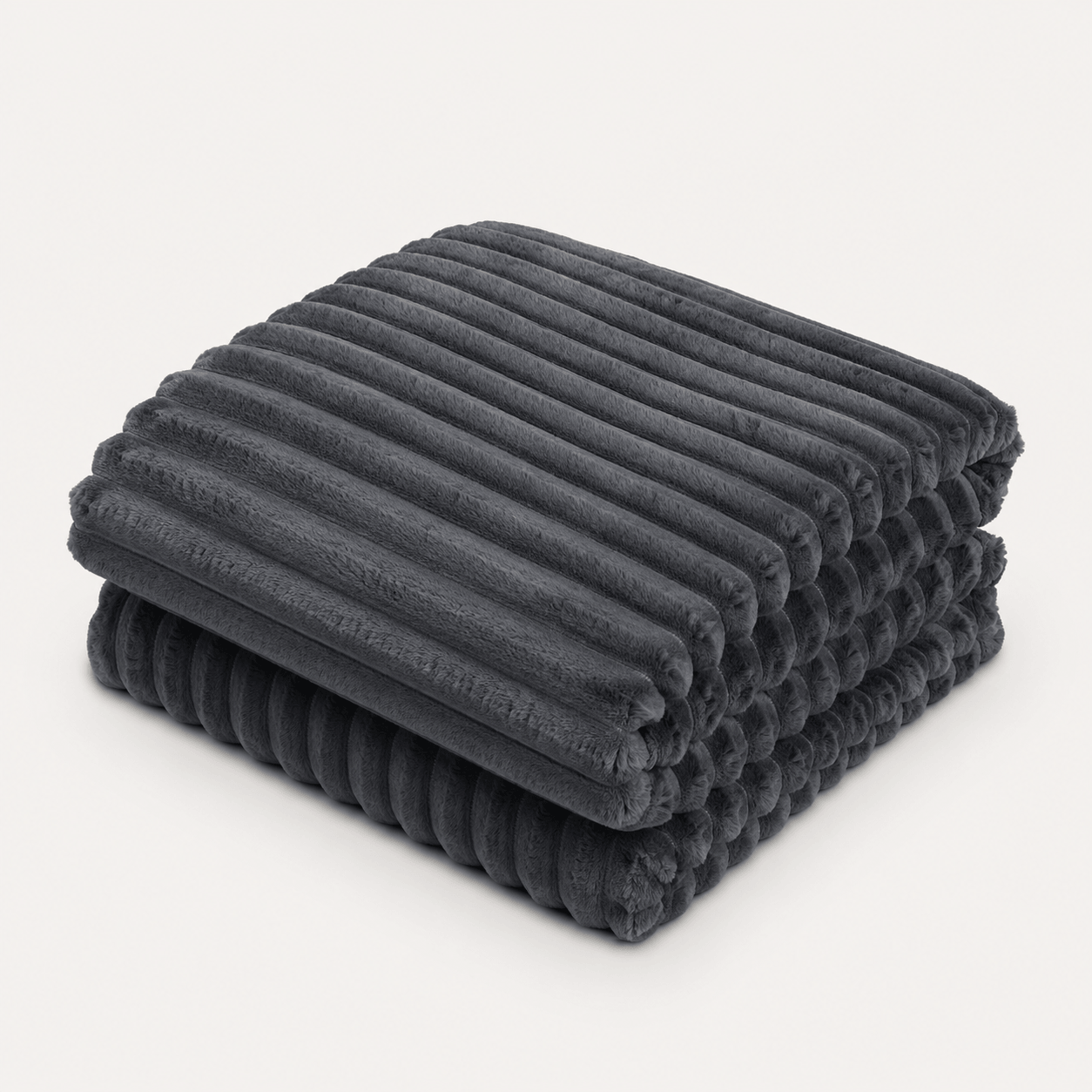 Aarniva Soft Flannel Throw Blanket in dark charcoal with ribbed texture, ultra-soft and cozy for home decor