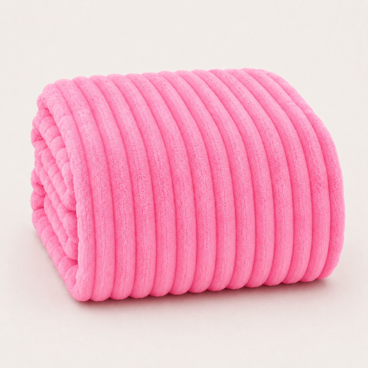 Aarniva Soft Flannel Throw Blanket in bright pink color with ribbed texture, ultra-soft and cozy fabric.