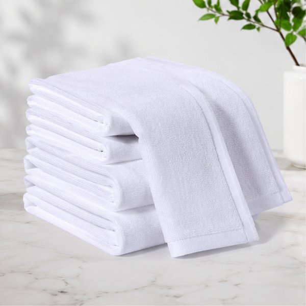 Aarniva Jacquard Cotton Hotel Face Towels | Soft & Absorbent | 30 × 30 cm | Classic White