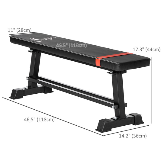 Soozier Flat Weight Bench with Dumbbell Rack, Padded Seat and Anti-slip Foot Pads for Home Gym Workout