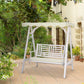 Outsunny 2 Seater Patio Swing with Stand, Canopy and Cushion, Outdoor Swing Chair Wooden Swinging Bench