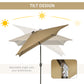 Outsunny 6.5x10ft Patio Umbrella Rectangle Solar Powered Tilt Aluminum Outdoor Market Parasol with LEDs Crank (Turquoise)