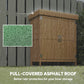 Outsunny Wooden Garden Tool Storage Shed Kit with Hinged Roof, 2-Tier Shelves and Double Doors, 74x43x88cm, Natural Wood