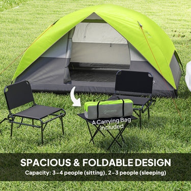 Outsunny Pop Up Camping Tent, 3-4 Person Family Tent, Waterproof Dome Tent with Mesh Window, Storage Pockets and Hook